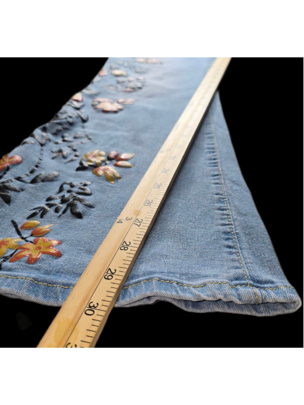Boho Western Light Wash Denim JustFashionNow 2XL Floral Embroidered Jeans - Picture 8 of 11